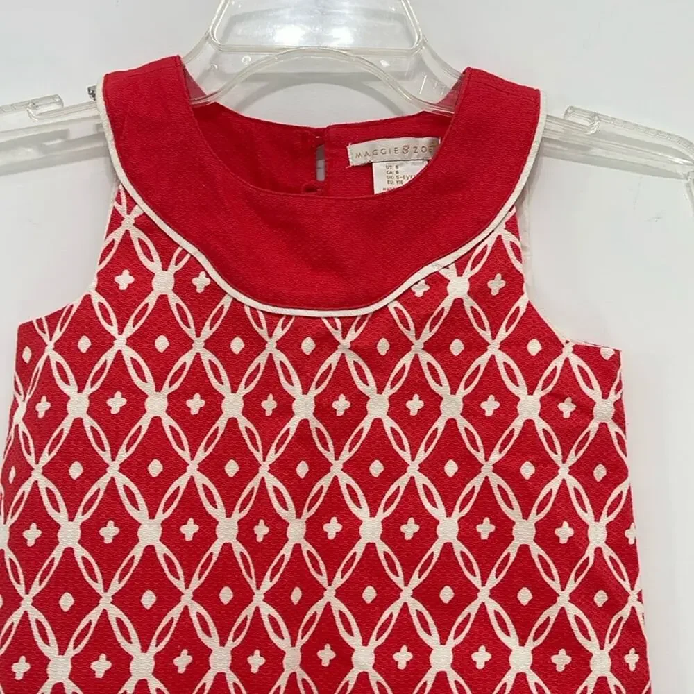 Maggie & Zoe Girl’s Dress Red White  Size 5-6 years
